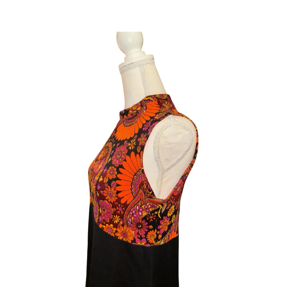 1960’s Trippy hippie flower power appliqué paisley Dress! Flawless time capsule - Picture 7 of 12